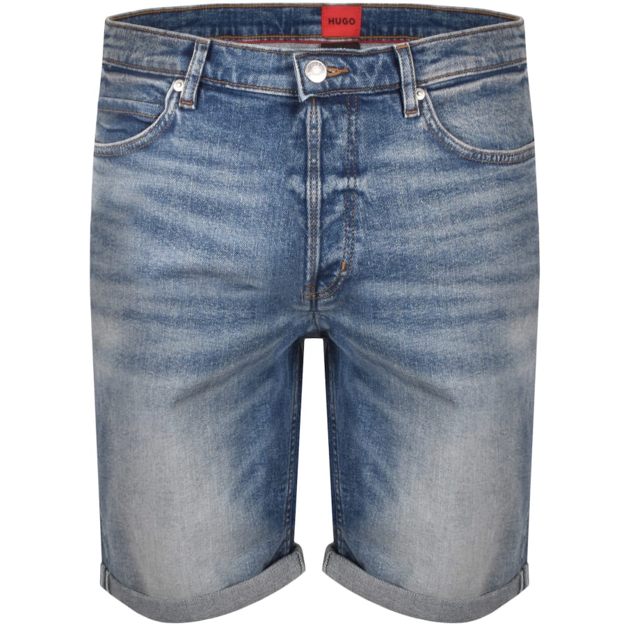 Image number 2 for HUGO 634 Denim Shorts Mid Wash Blue