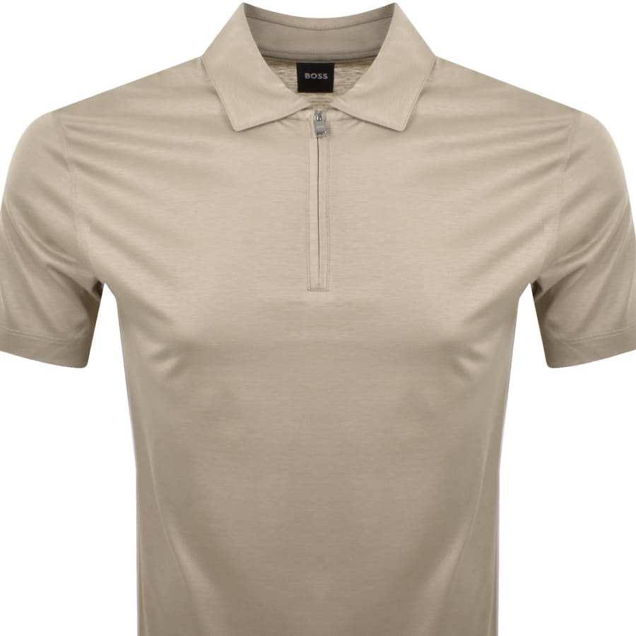 Image number 2 for BOSS H Paras 50 Quarter Zip Polo Beige