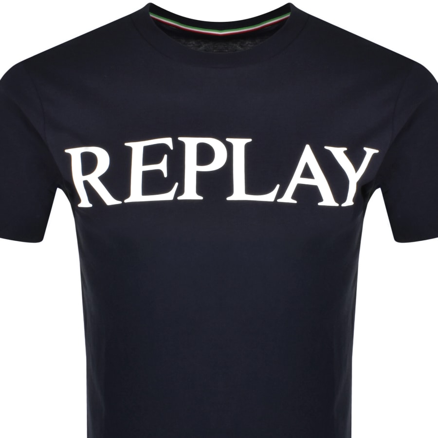 Image number 2 for Replay Logo T Shirt Navy