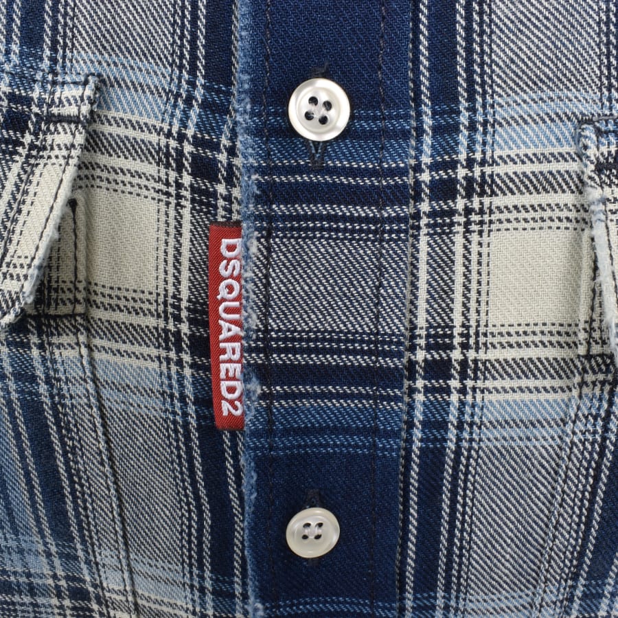 Image number 3 for DSQUARED2 Washed Check Shirt Blue