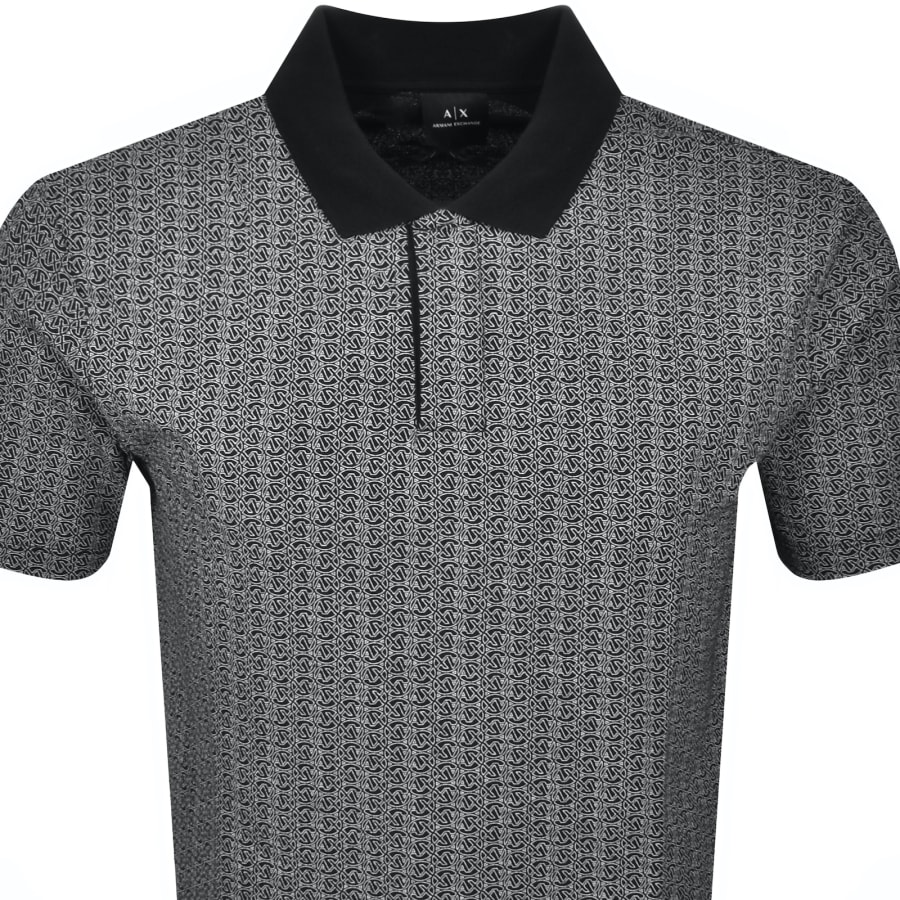 Image number 2 for Armani Exchange Patterned Polo T Shirt Black