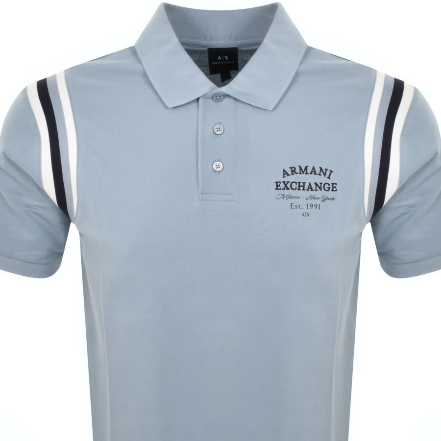 Image number 2 for Armani Exchange Logo Polo T Shirt Ashley Blue