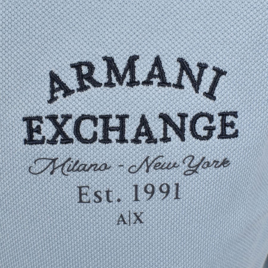 Image number 3 for Armani Exchange Logo Polo T Shirt Ashley Blue