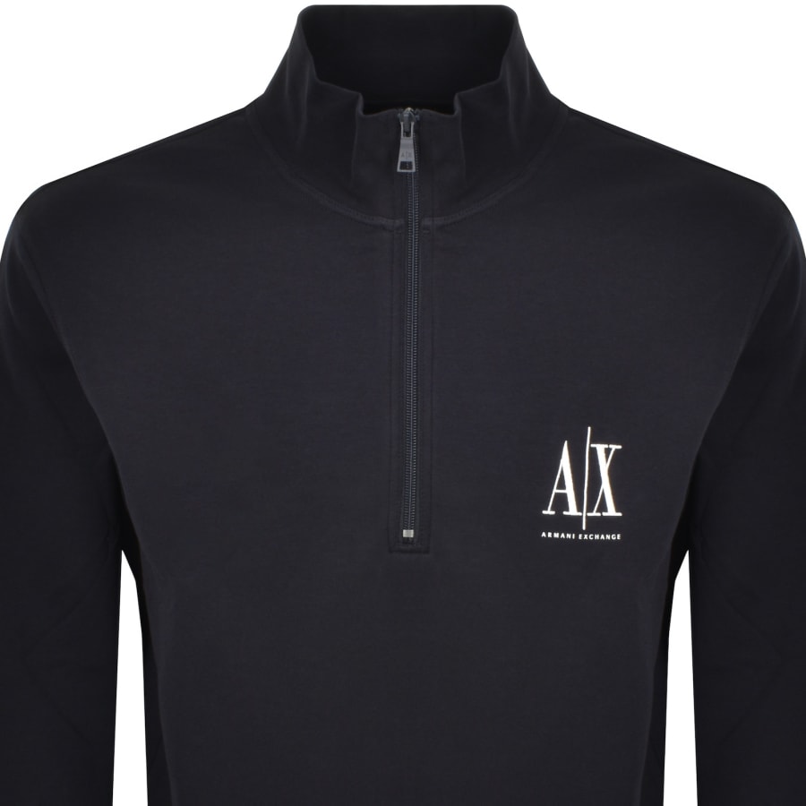 Image number 2 for Armani Exchange Quarter Zip Sweatshirt Navy