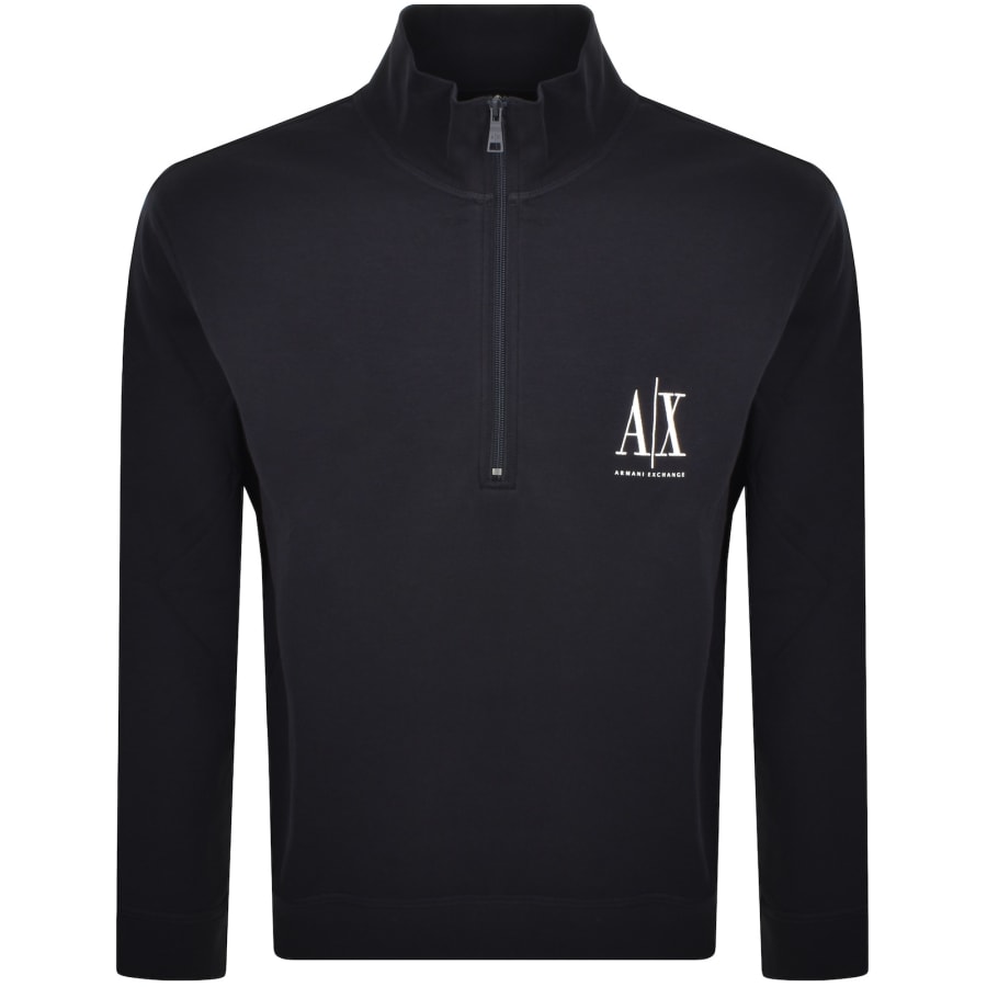 Image number 1 for Armani Exchange Quarter Zip Sweatshirt Navy