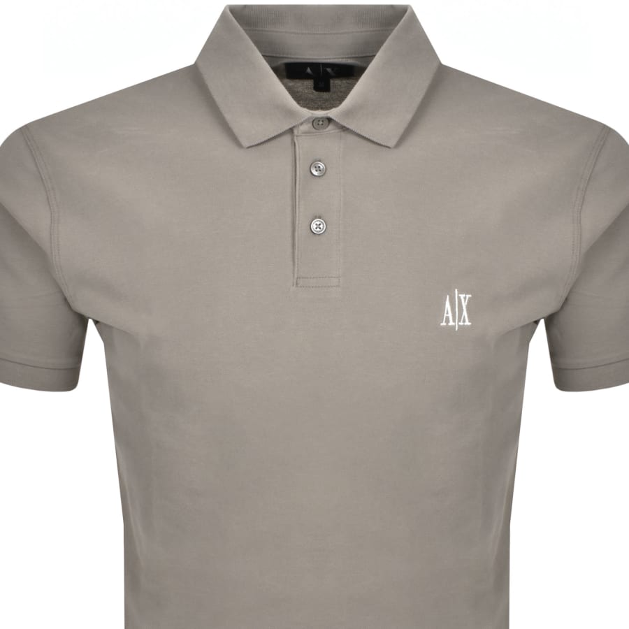 Image number 2 for Armani Exchange Logo Polo T Shirt Brown