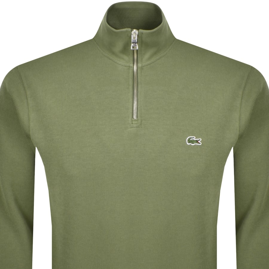 Image number 2 for Lacoste Quarter Zip Knit Sweatshirt Green