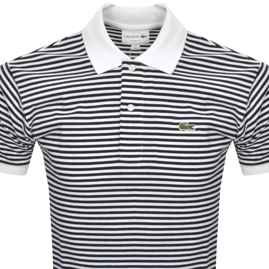 Image number 2 for Lacoste Short Sleeved Stripe Polo T Shirt White