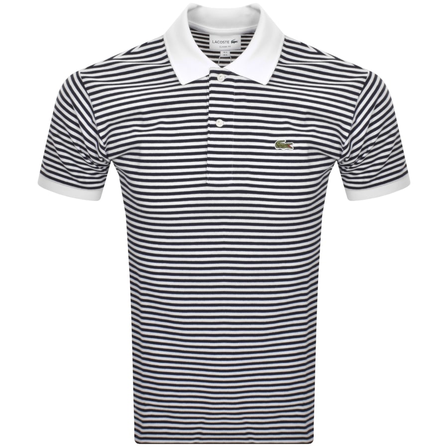 Image number 1 for Lacoste Short Sleeved Stripe Polo T Shirt White