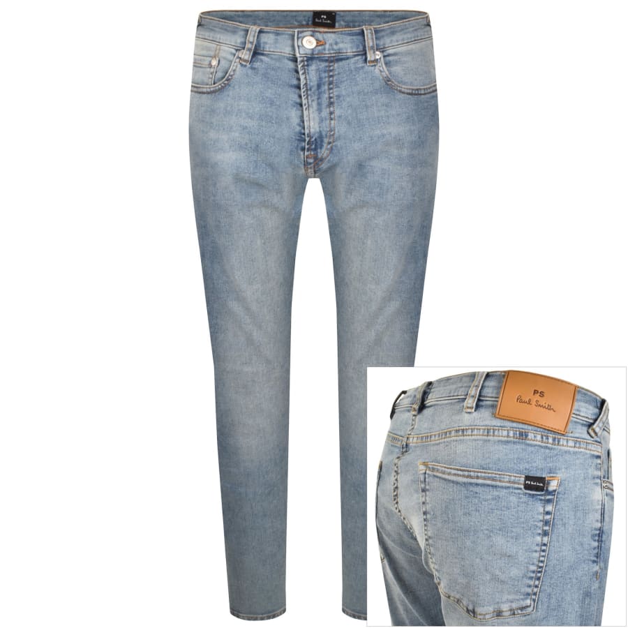 Image number 1 for Paul Smith Tapered Fit Jeans Light Wash Blue