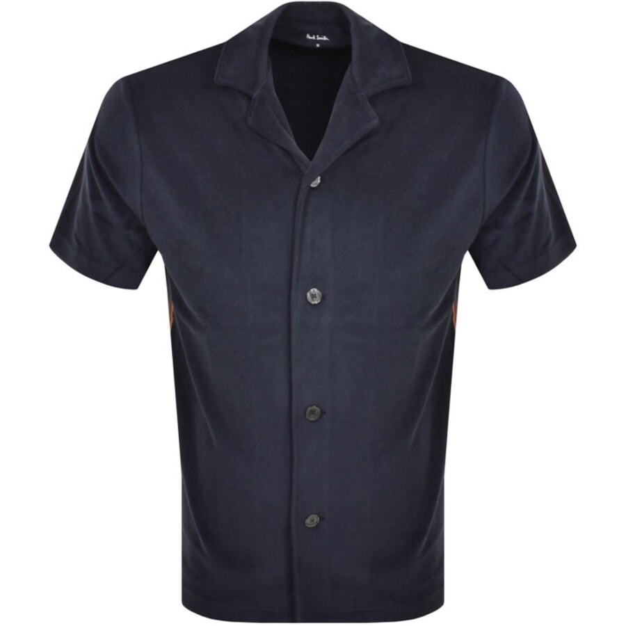 Image number 1 for Paul Smith Short Sleeve Towel Stripe Shirt Navy