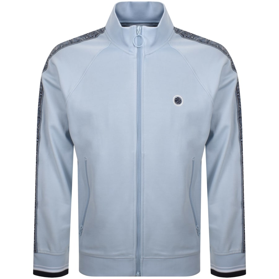Image number 2 for Pretty Green Eclipse Paisley Tape Track Top Blue