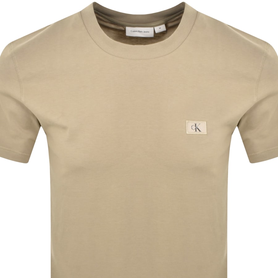 Image number 2 for Calvin Klein Jeans Woven Label T Shirt Khaki