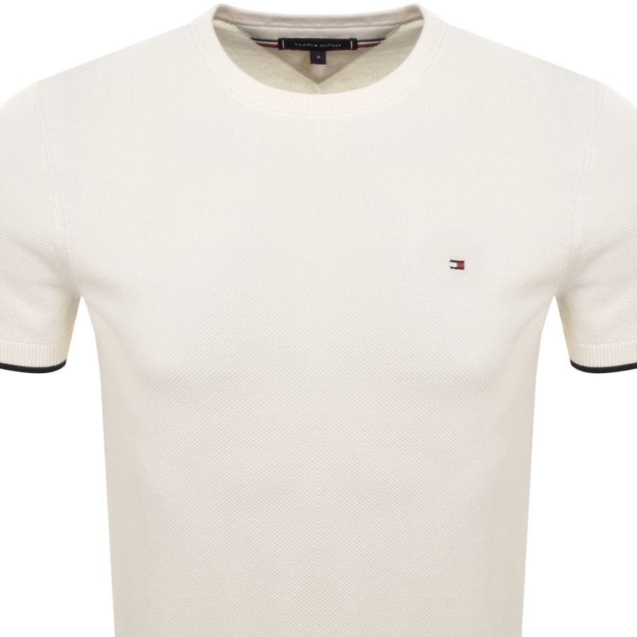 Image number 2 for Tommy Hilfiger Tipped Knit Tee Cream