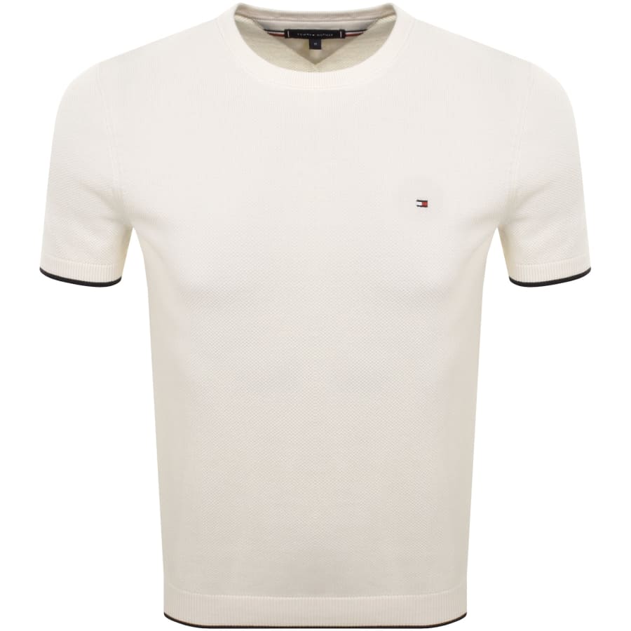 Image number 1 for Tommy Hilfiger Tipped Knit Tee Cream