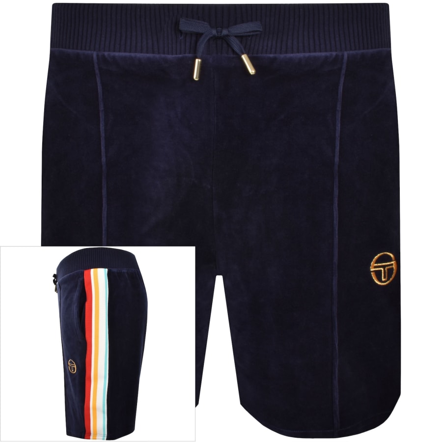 Image number 1 for Sergio Tacchini Slice Velour Shorts Navy
