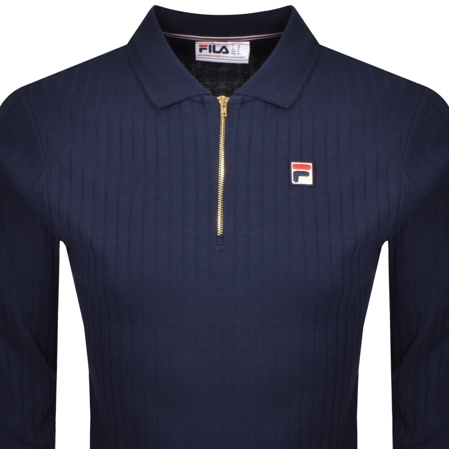 Image number 2 for Fila Vintage Blake Polo T Shirt Navy