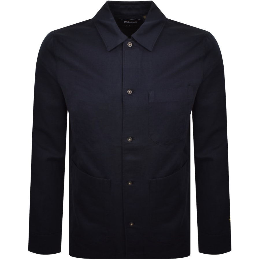 Image number 1 for Lyle And Scott Linen Blend Overshirt Navy