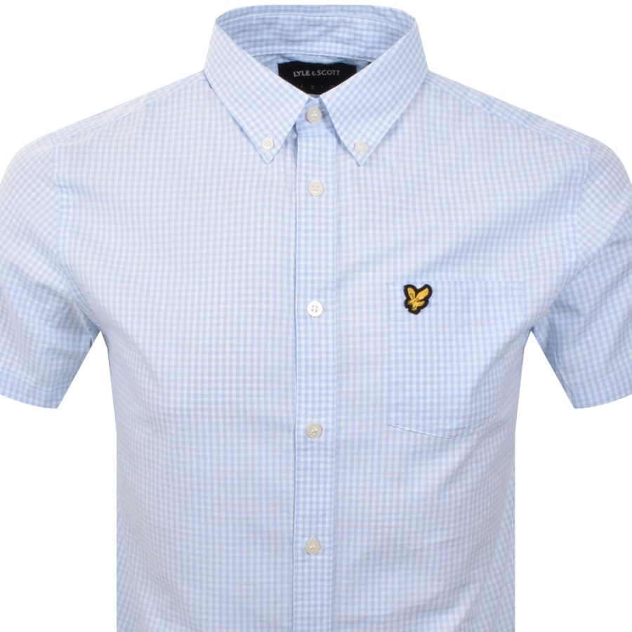 Image number 2 for Lyle And Scott Short Sleeved Gingham Shirt Blue