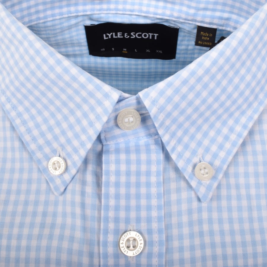 Image number 4 for Lyle And Scott Short Sleeved Gingham Shirt Blue