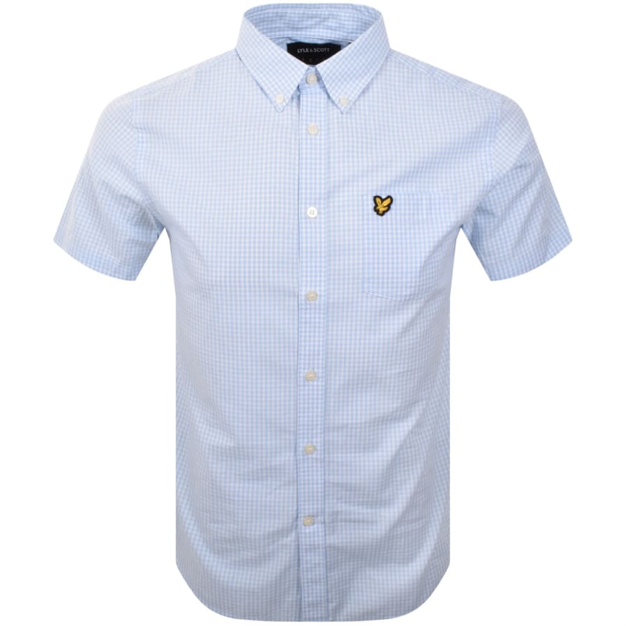 Image number 1 for Lyle And Scott Short Sleeved Gingham Shirt Blue
