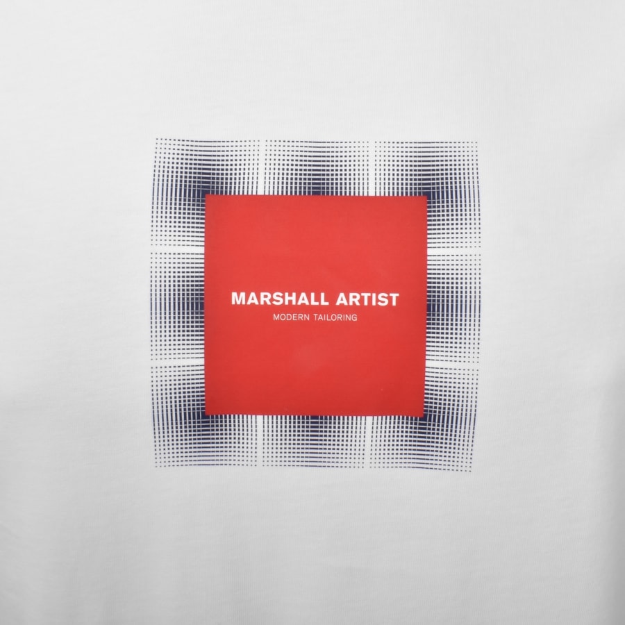 Image number 3 for Marshall Artist Shadow Check T Shirt White