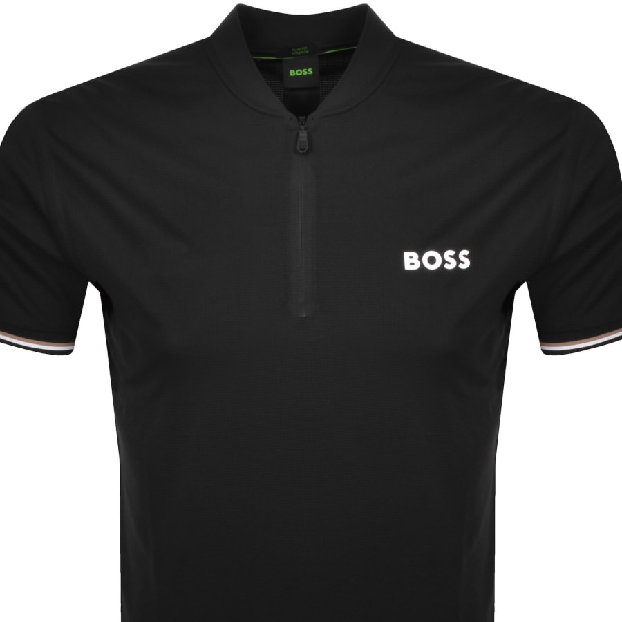 Image number 3 for BOSS Pariq Ripstop Slim Fit Polo T Shirt Black