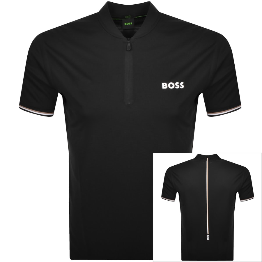 Image number 1 for BOSS Pariq Ripstop Slim Fit Polo T Shirt Black