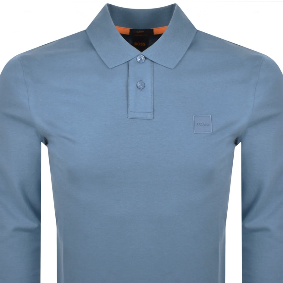 Image number 2 for BOSS Long Sleeve Passerby Polo T Shirt Blue