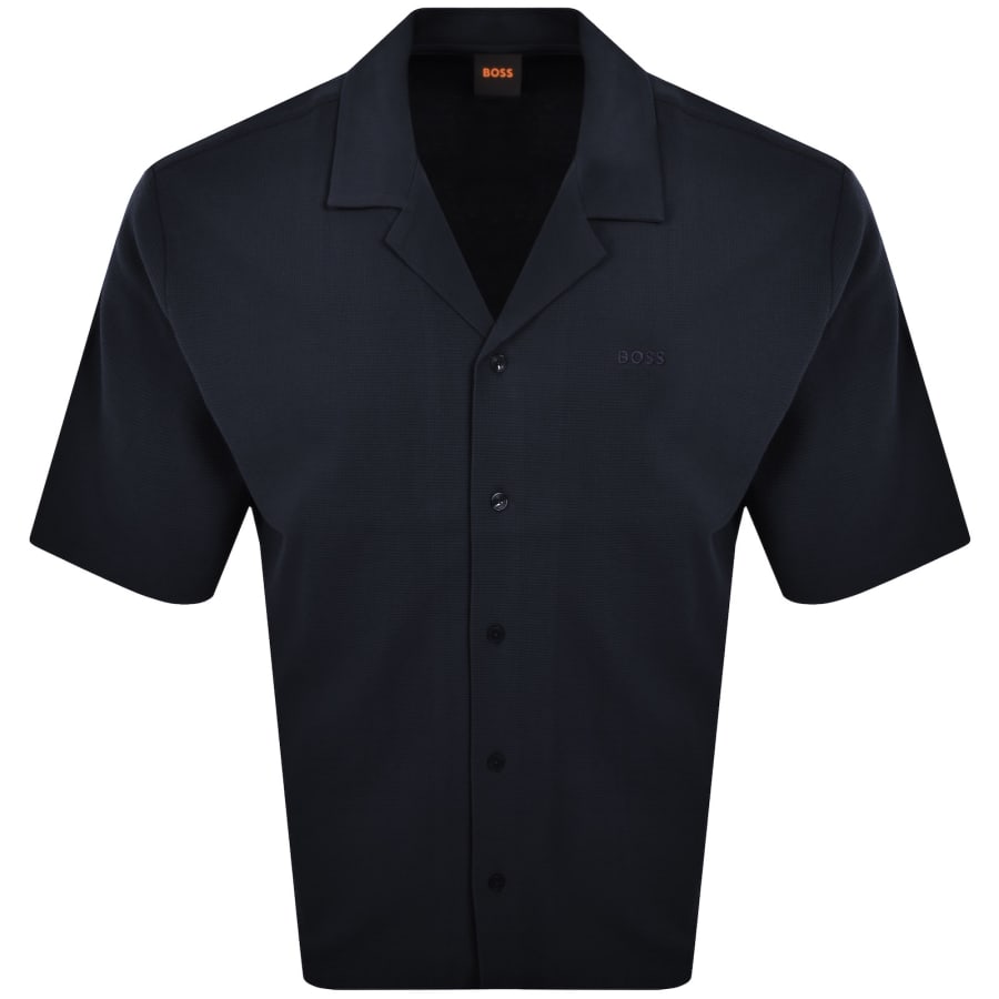 Image number 1 for BOSS Waffle Oversized Shirt Navy