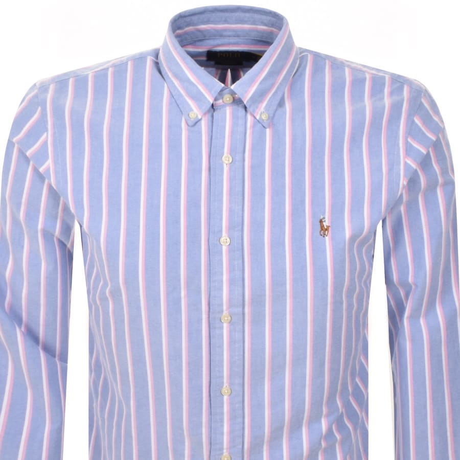 Image number 2 for Ralph Lauren Stripe Long Sleeve Shirt Blue