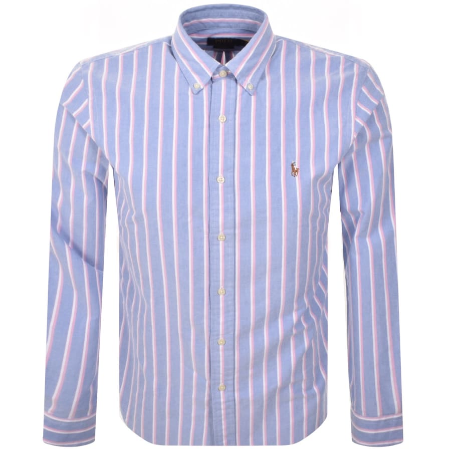 Image number 1 for Ralph Lauren Stripe Long Sleeve Shirt Blue
