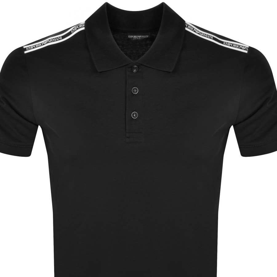 Image number 3 for Emporio Armani Tape Polo T Shirt Black