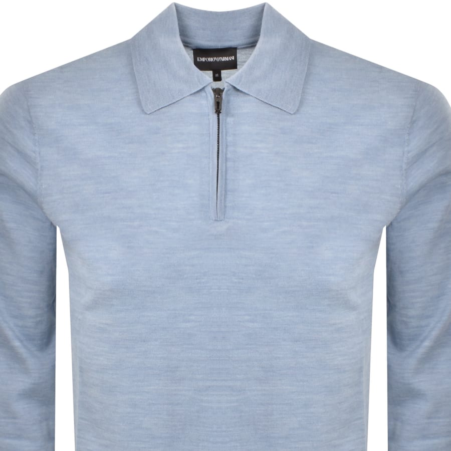 Image number 3 for Emporio Armani Quarter Zip Wool Jumper Blue