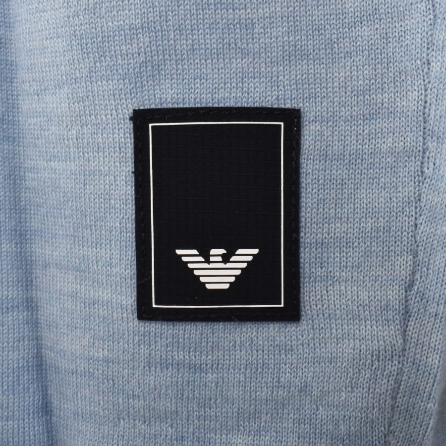 Image number 4 for Emporio Armani Quarter Zip Wool Jumper Blue