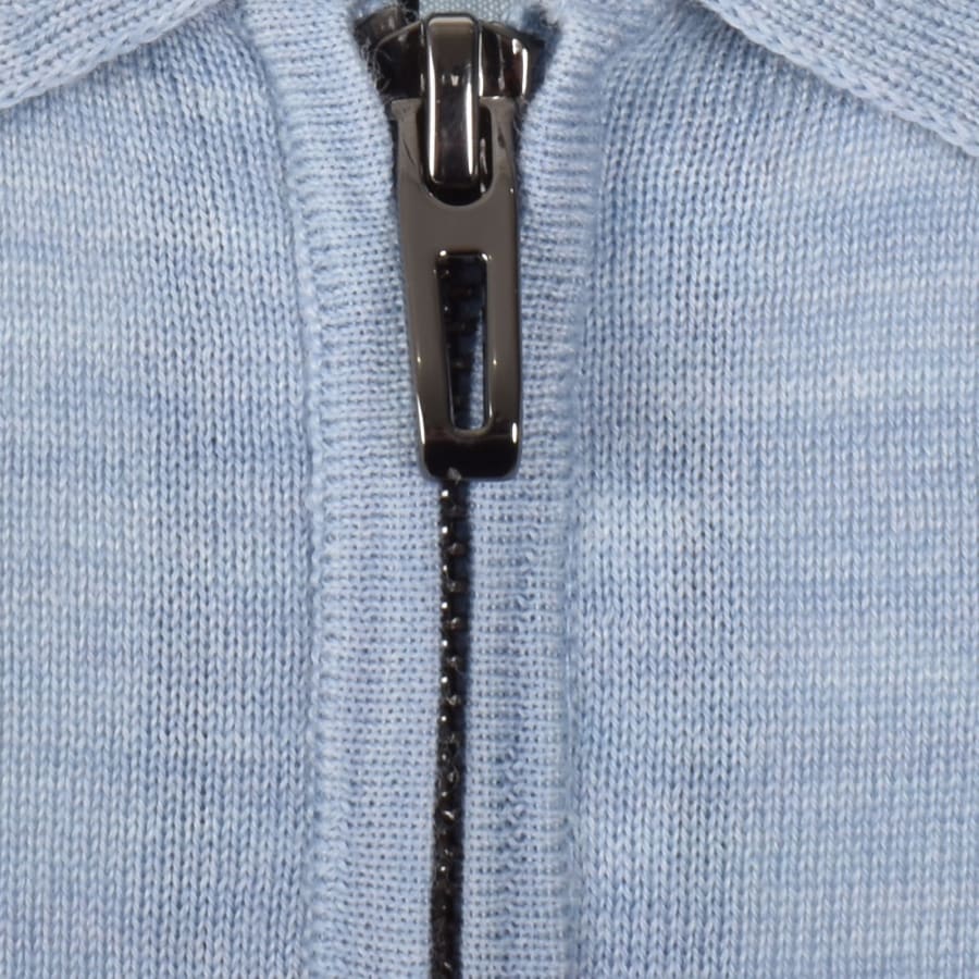 Image number 5 for Emporio Armani Quarter Zip Wool Jumper Blue