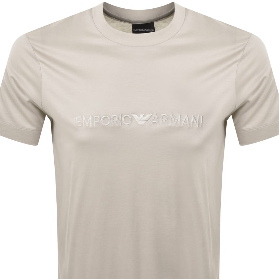 Image number 2 for Emporio Armani Embroidered Logo T Shirt Beige