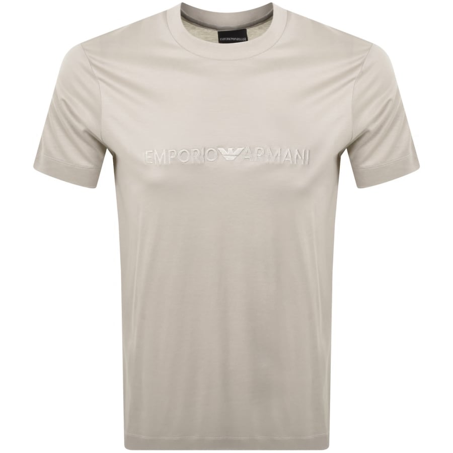 Image number 1 for Emporio Armani Embroidered Logo T Shirt Beige