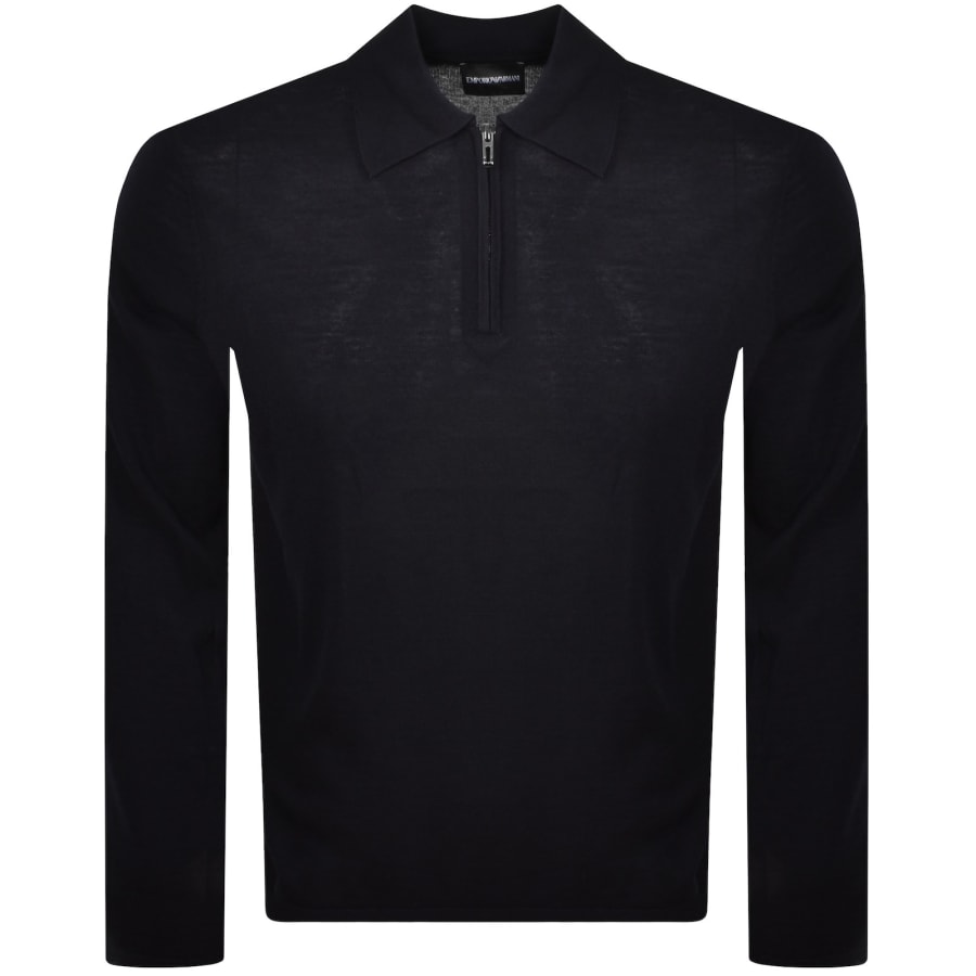Image number 2 for Emporio Armani Quarter Zip Wool Jumper Navy