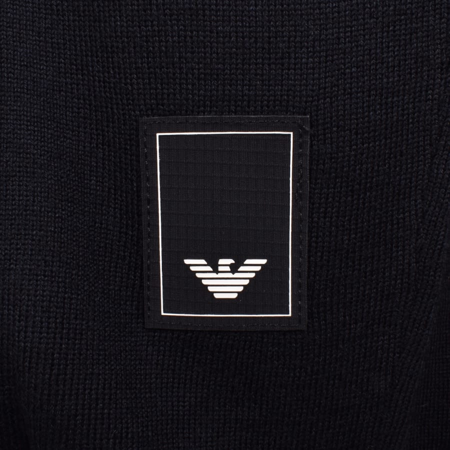 Image number 4 for Emporio Armani Quarter Zip Wool Jumper Navy