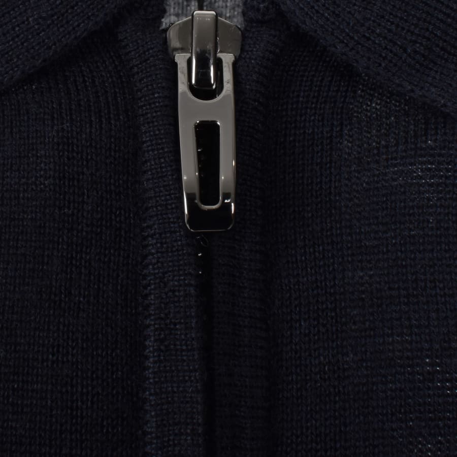 Image number 5 for Emporio Armani Quarter Zip Wool Jumper Navy