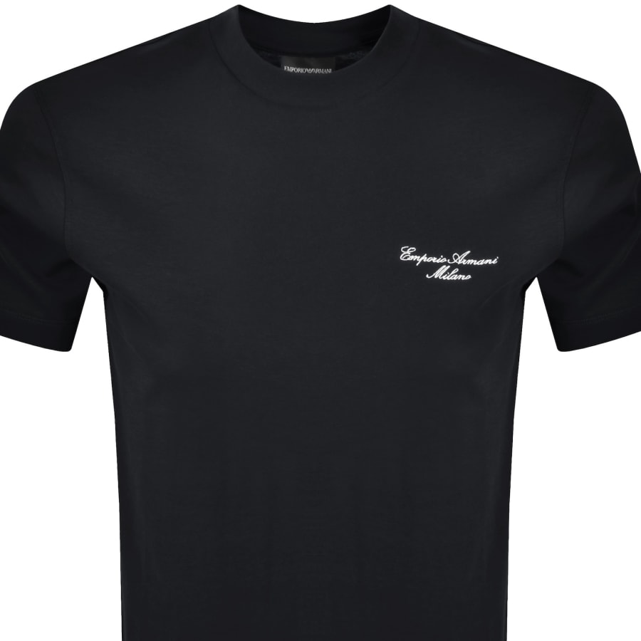 Image number 2 for Emporio Armani Embroidered Logo T Shirt Navy