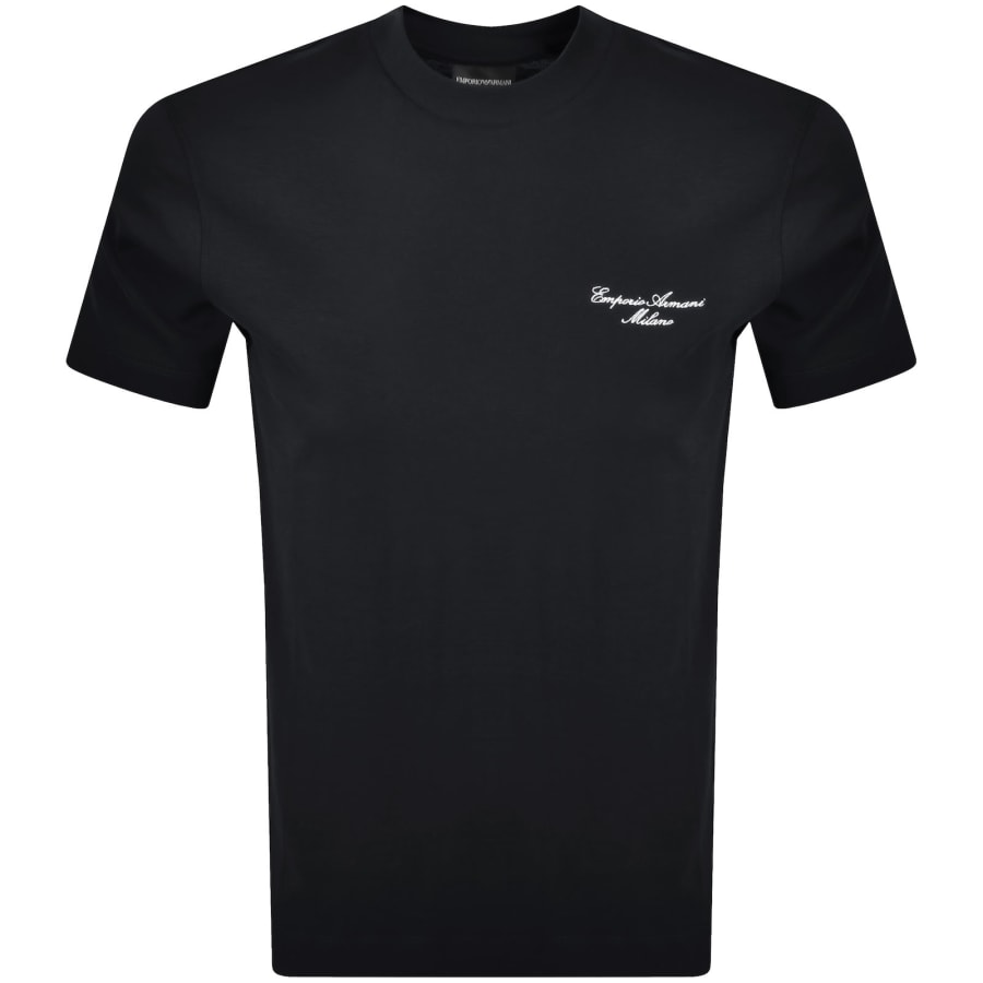 Image number 1 for Emporio Armani Embroidered Logo T Shirt Navy