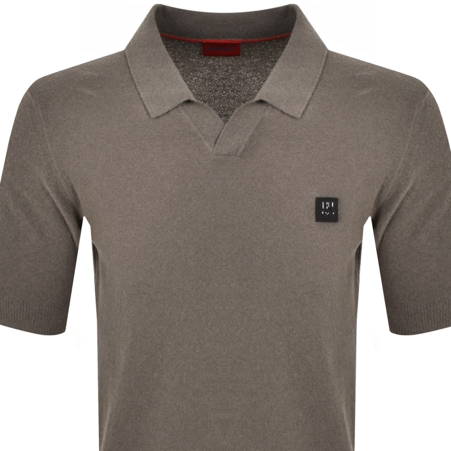 Image number 2 for HUGO Shiplom Knit Polo Brown