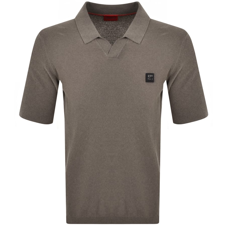 Image number 1 for HUGO Shiplom Knit Polo Brown