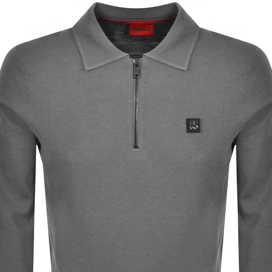 Image number 2 for HUGO Sastone Quarter Zip Jumper Grey
