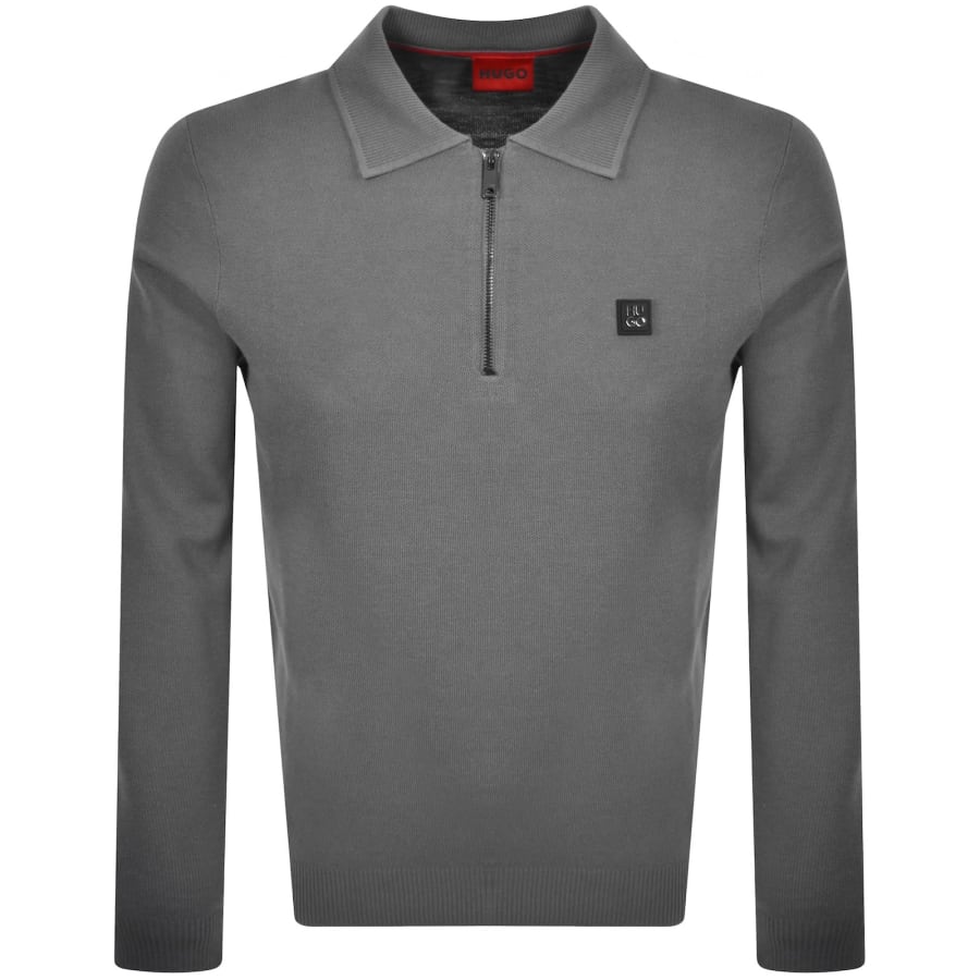 Image number 1 for HUGO Sastone Quarter Zip Jumper Grey