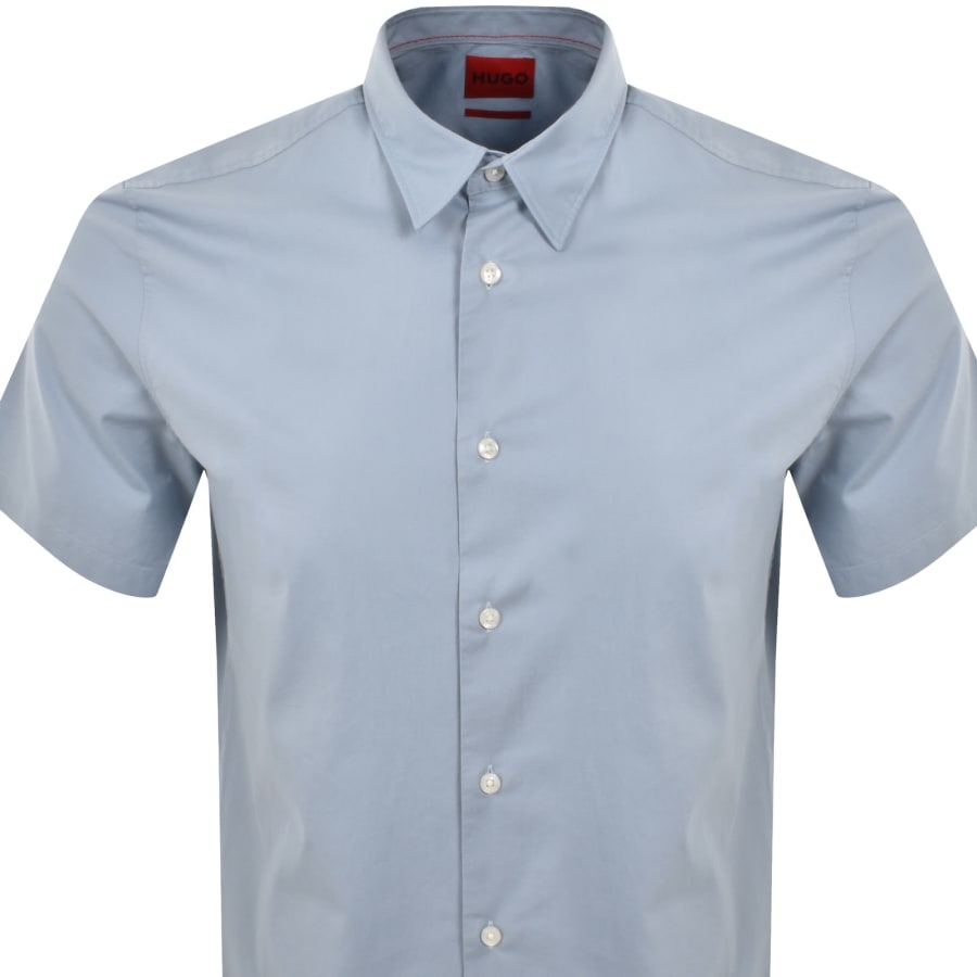 Image number 3 for HUGO Short Sleeved Ebor Shirt Blue