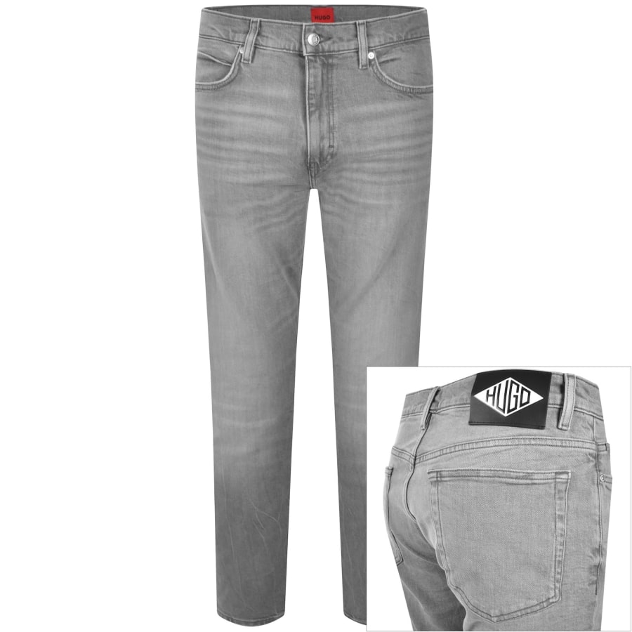 Image number 1 for HUGO 708 Slim Fit Mid Wash Jeans Grey