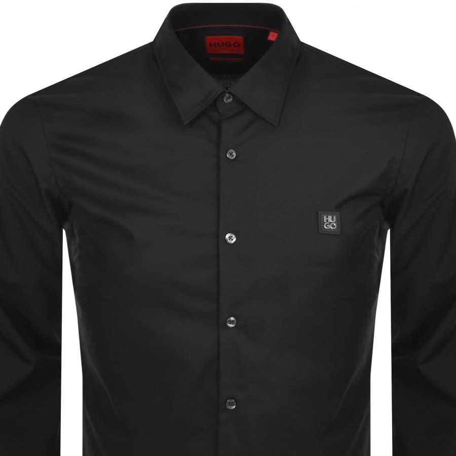Image number 2 for HUGO Long Sleeved Ermo Shirt Black